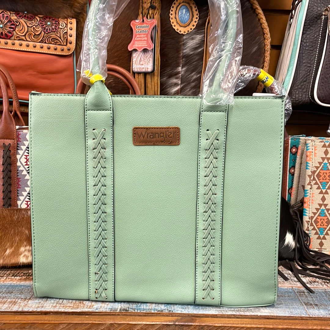 Wrangler Leather Carry-All Tote Crossbody-Green