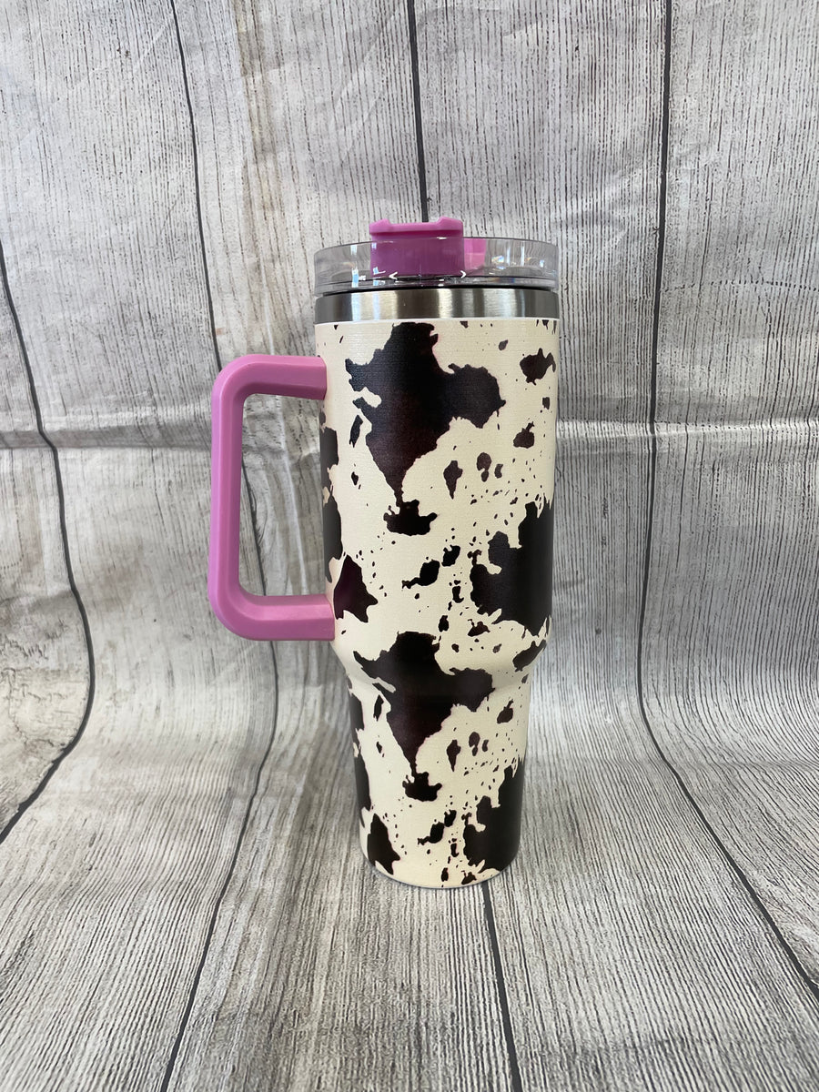 Magnolias 40oz Tumbler With Handle Lid Straw Laser Engraved 
