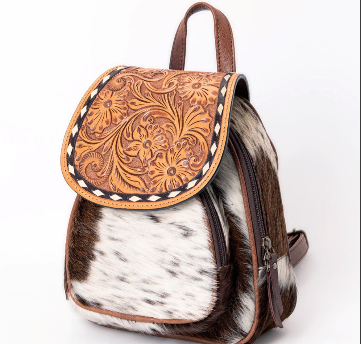 Cheetah Hair on Hide Leather Backpack