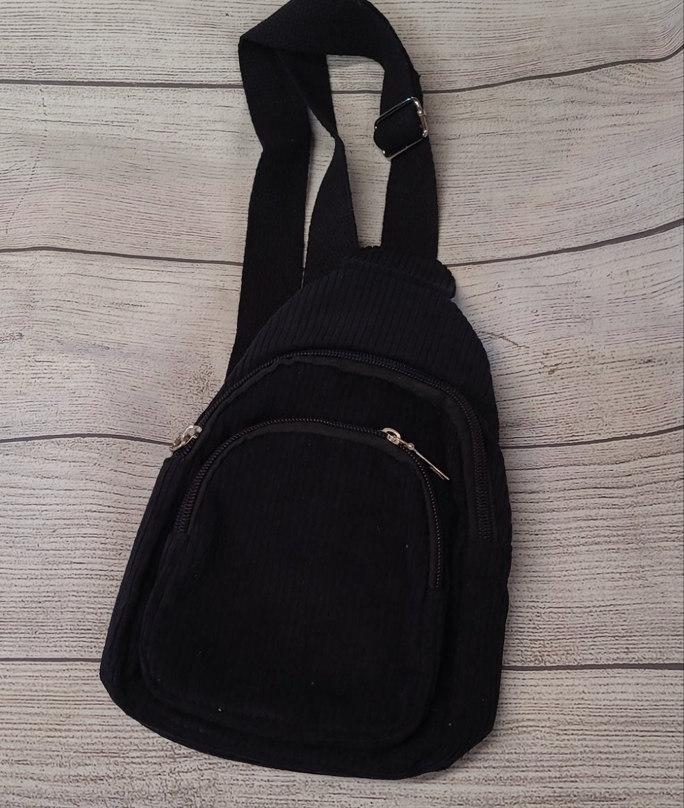 Moss Bros Men's Black Grained Leather Backpack - Backpacks