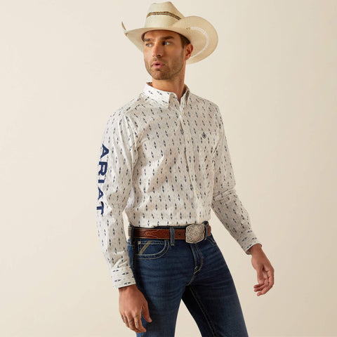 Ariat Men’s Team  Perkins Shirt- White & Navy