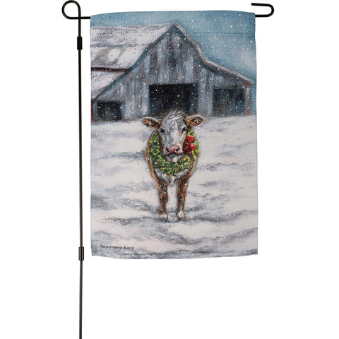 Cow With Wreath Garden Flag