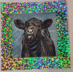 CJ Brown "Kisses From Heaven" Black Cow Glitter Sticker