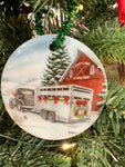 Candy Cane Stock Farm Christmas Ornament by CJ Brown