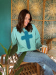 Turquoise Splatter Cross Sweatshirt