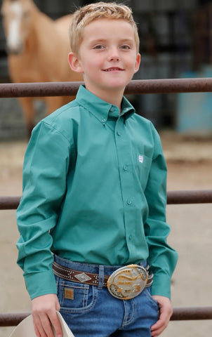 Cinch Boy’s Green Long Sleeve Shirt