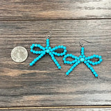 Handmade Faux Turquoise Bow Earrings