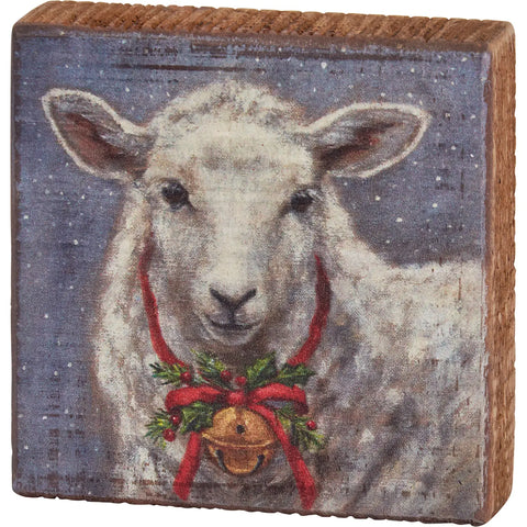 Festive Sheep Block Sign