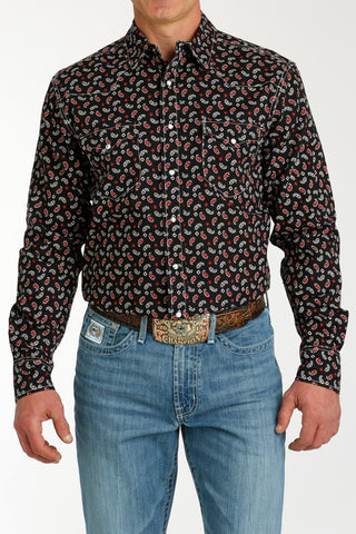 Cinch Men's Modern Fit Black Paisley Print Shirt