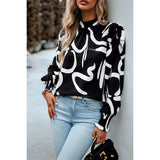 Floral Print Puff Sleeve Loose Fit Ruffle Blouse