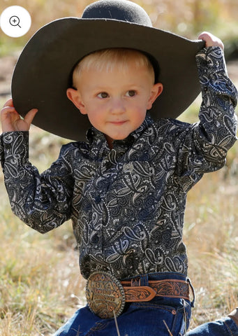 Cinch Boy's Toddler & Infant Black Paisley Shirt