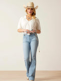 High Rise Laser Stripe Wide Leg Jean