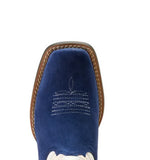 Ariat Youth Futurity Fort Worth Western Boot - Patriot Blue Suede/Pale Moon