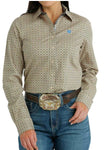 Cinch Womens Tan Geo Print Shirt