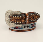 Angel Ranch Tooled Beaded Inlay Belt