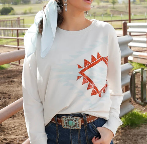 Cruel Women's Cream Southwest Print Sweatshirt