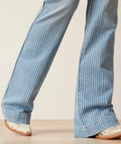 High Rise Laser Stripe Wide Leg Jean