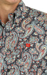 Cinch Men's Charcoal/Red & Turquoise Paisley Shirt