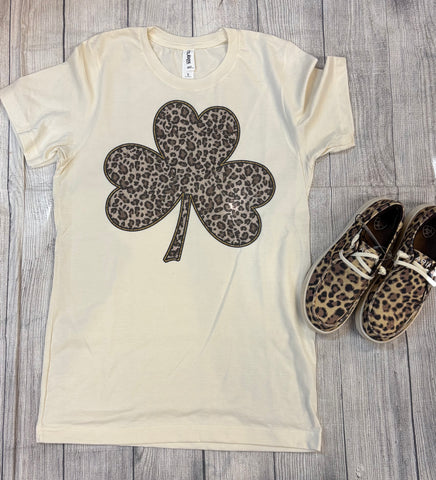 Leopard Cream Shamrock Tee