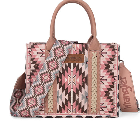 Wrangler Southwestern Pattern Dual Sided Print -Tote/Crossbody -