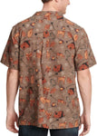 Cinch Men's Chocolate Western Brands & Calf Print Camp Shirt