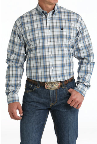 Cinch Men’s Plaid Button Down Western Shirt - White/Black