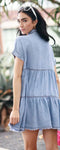 Tiered Button Down Denim Dress