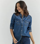 Wrangler Women's Dark Denim Snap Shirt