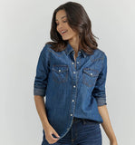 Wrangler Women's Dark Denim Snap Shirt