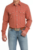 Cinch Men’s Modern Fit Orange Long Sleeve Snap Shirt