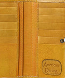 American Darling Mustard Colored Hand Tooled Leather Wallet