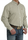 Cinch Men’s Olive Gold & White Geo Print Shirt