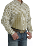 Cinch Men’s Olive Gold & White Geo Print Shirt