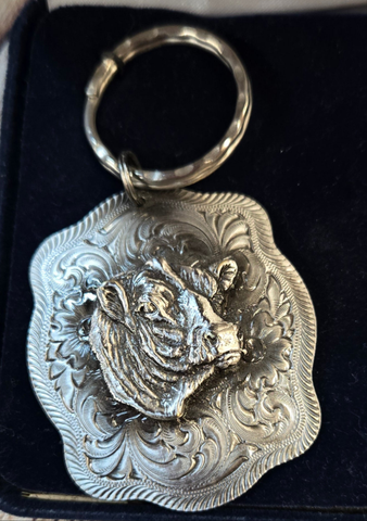 Montana Silversmiths Keychain-Silver Standing Bull Head