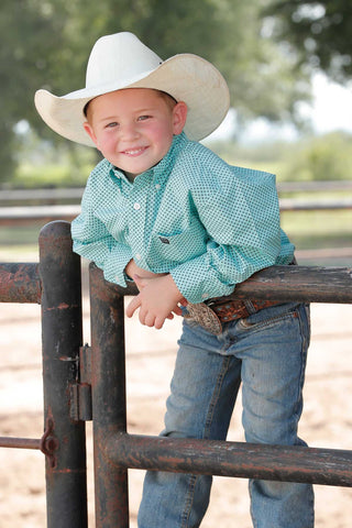 Cinch Boy's Light Blue Geo Print Shirt