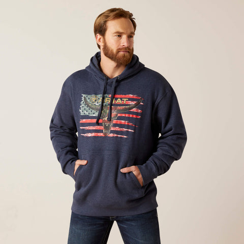 Ariat Men's American Steer Sweatshirt-Navy Heather