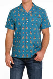 Cinch Men’s Santa Bronc Camp Shirt-Teal