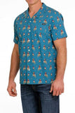 Cinch Men’s Santa Bronc Camp Shirt-Teal