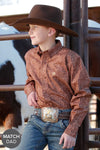 Cinch Boy’s Brown Paisley Print Button Down Shitt