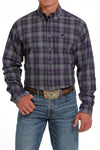 Cinch Men's Purple & Black Plaid Shirt