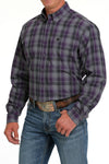 Cinch Men's Purple & Black Plaid Shirt