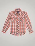 Wrangler Boy’s Orange Cider Plaid Snap Shirt