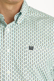 Cinch Men's Cream & Turquoise Geo Print Shirt