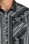 Cinch Men's Black Floral Print Snap Camp Shirt