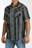 Cinch Men's Black Floral Print Snap Camp Shirt