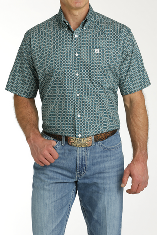 Cinch Men’s Teal Geo Print Shirt