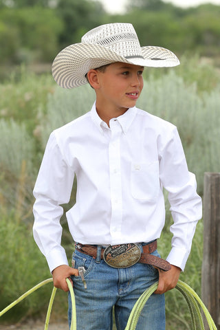 Cinch Boy’s White Long Sleeve Shirt