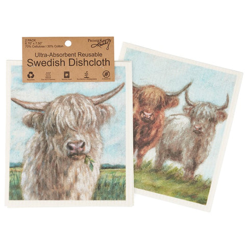 Highland Cow Dishcloth Set