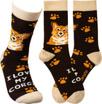 I Love My Corgi Socks