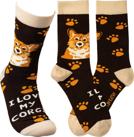 I Love My Corgi Socks